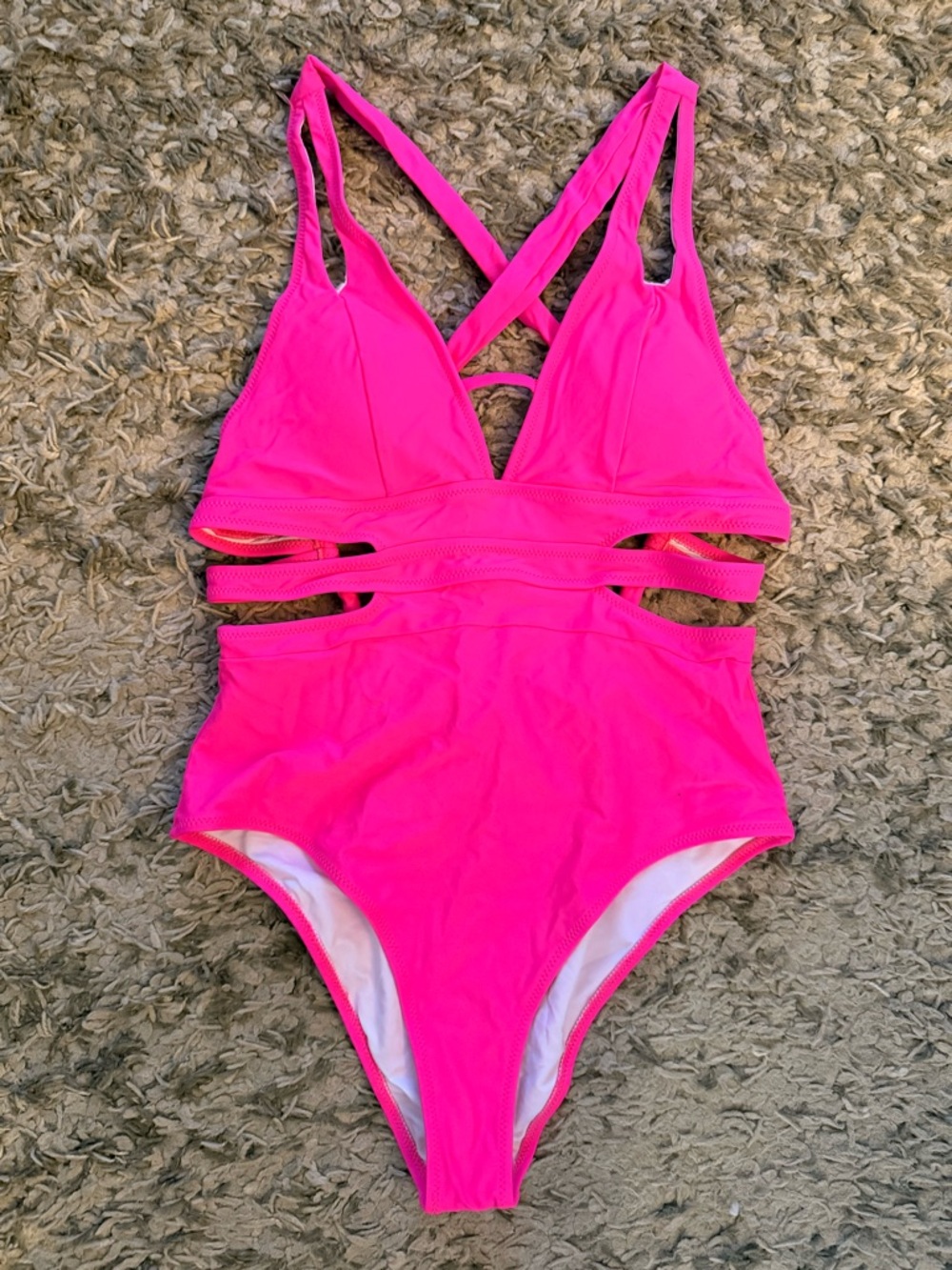 Women’s Bright Pink Strappy One-Piece Swimsuit